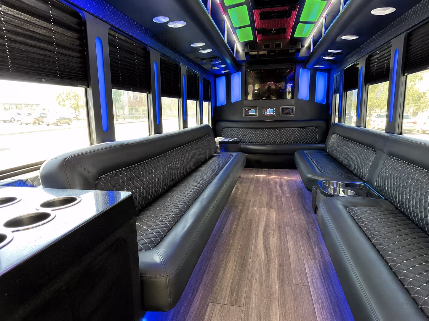 yakima 15 passenger party bus inside