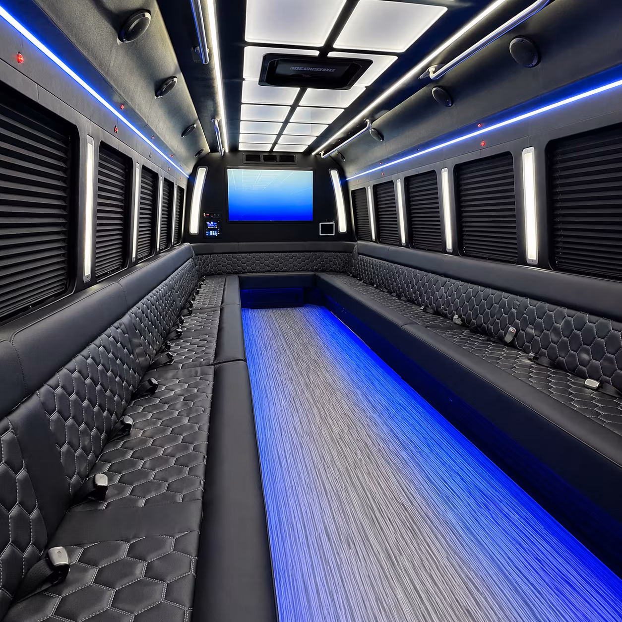 yakima 50 passenger party bus inside